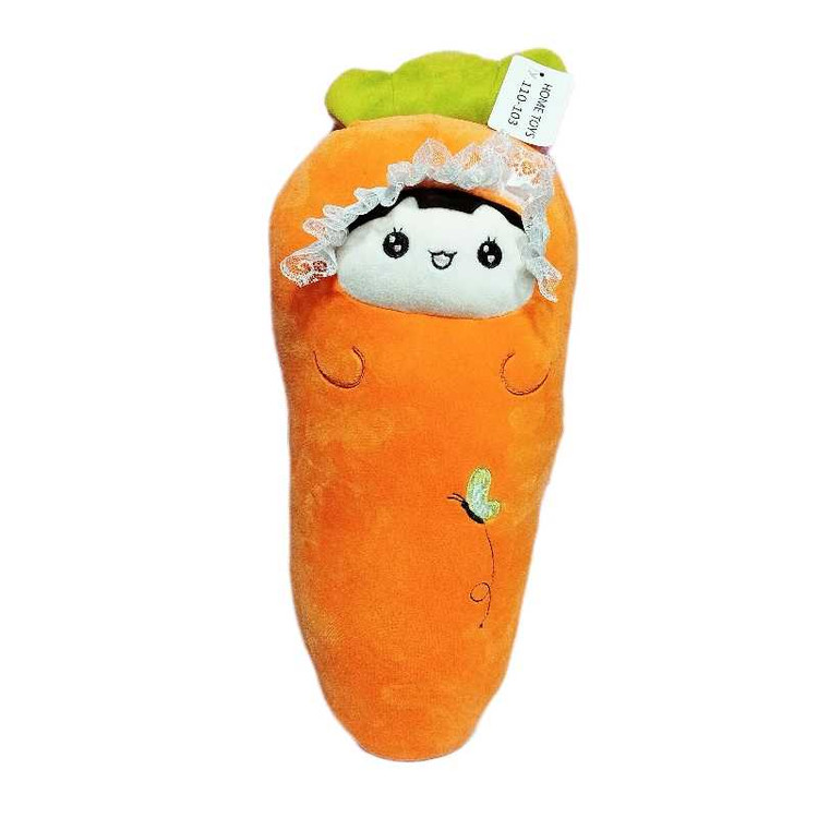 عروسک دخترانه هویجی نانو با لباس نارنجی، مناسب برای هدیه کودک و دکور اتاق کودکانه