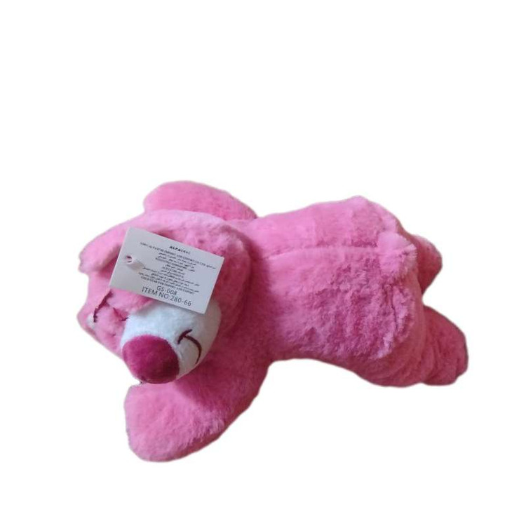 عروسک خرس خوابیده لاتسو با طراحی لطیف و رنگ صورتی خاص، مناسب برای خواب کودکانه