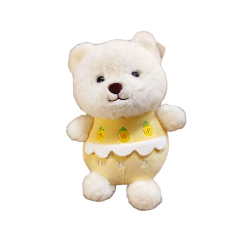 عروسک خرس کیک آناناسی با طراحی بانمک و رنگهای شاد، مناسب برای بازی و خواب کودکانه
