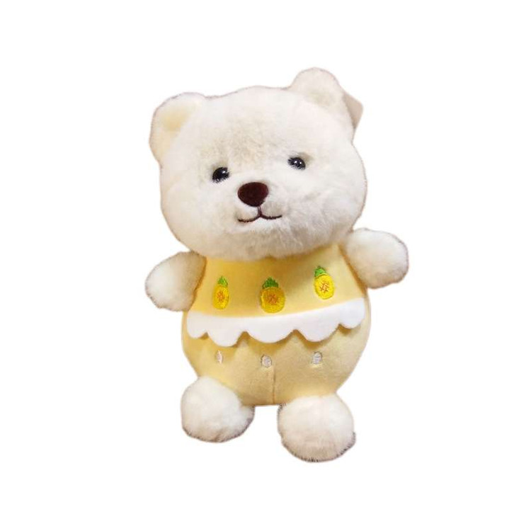 عروسک خرس کیک آناناسی با طراحی بانمک و رنگهای شاد، مناسب برای بازی و خواب کودکانه