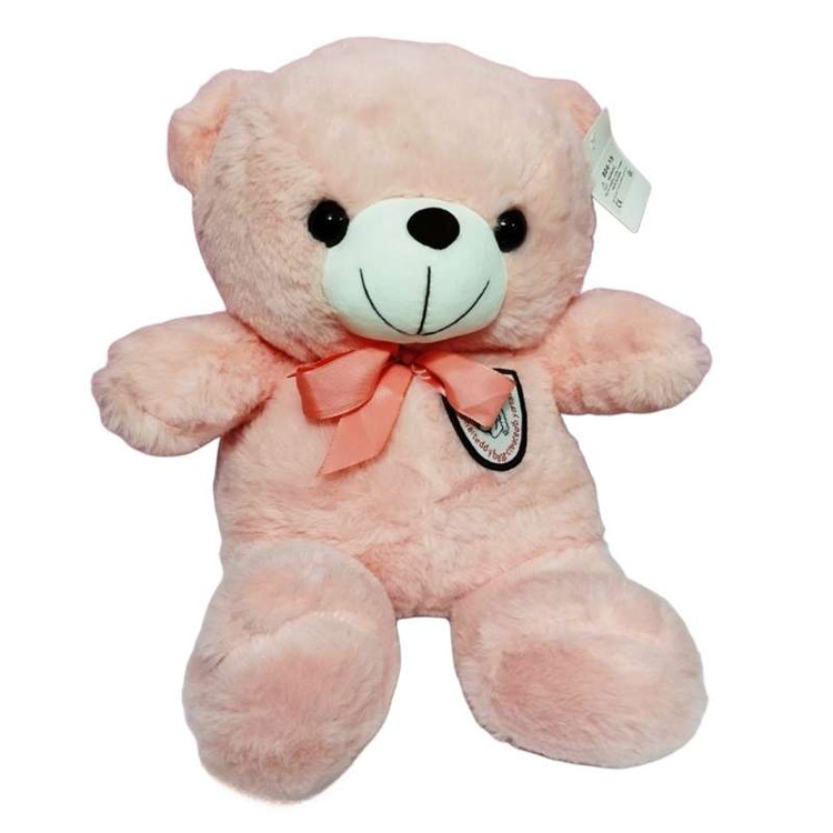 خرس پولیشی نرم با رنگ صورتی ملایم، همراهی دلنشین برای بازی و خواب کودک