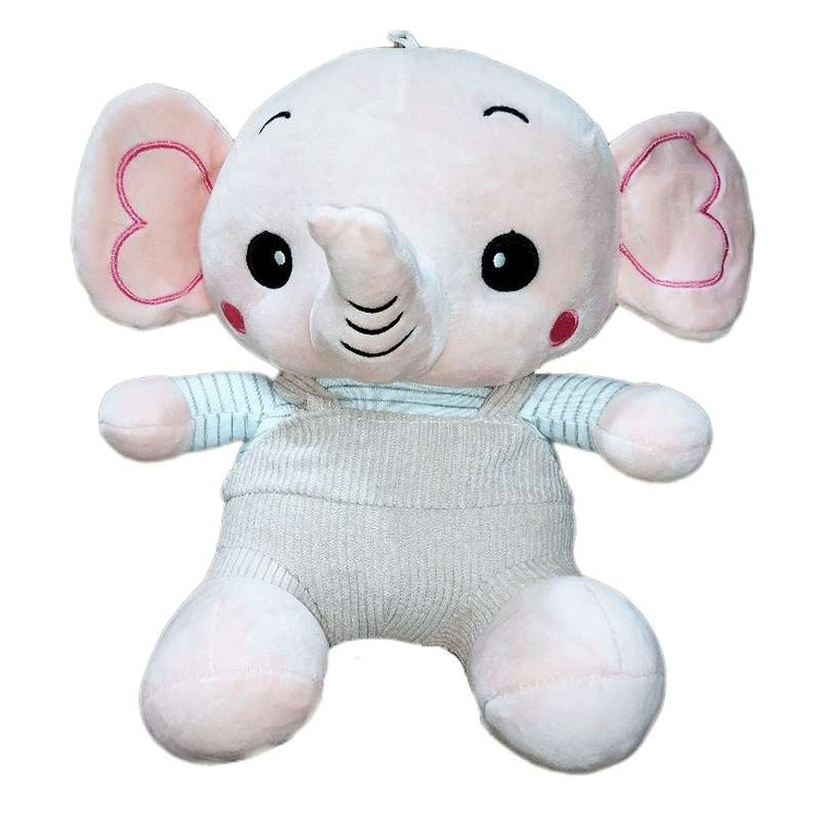 عروسک فیل صورتی با گوشهای قلبی و طراحی لطیف، مناسب برای دکور اتاق کودک و هدیه تولد