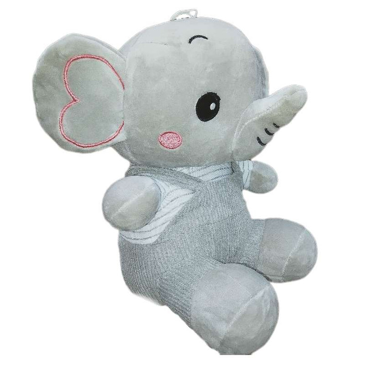 فیل پولیشی طوسی با جزئیات آبی و قابل شستشو، انتخابی خاص برای بازی و لحظات کودکانه