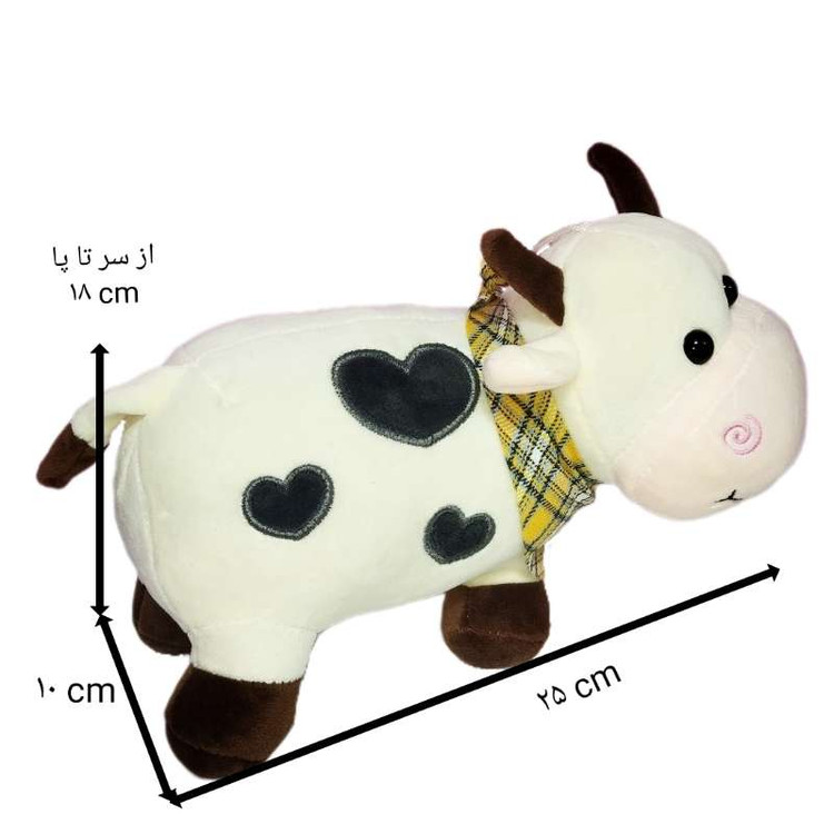 عروسک گاو با طراحی لطیف و رنگبندی هماهنگ، مناسب برای کلکسیون فانتزی کودک