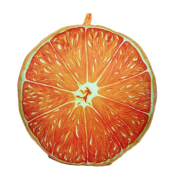 کوسن پرتقالی بزرگ با طراحی فانتزی و رنگ شاد، مناسب برای دکور منزل و اتاق کودک