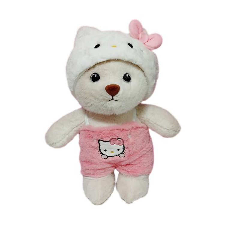 عروسک خرس کیتی ۳۵ با لباس شخصیت Hello Kitty، مناسب برای هدیه و دکور اتاق کودک