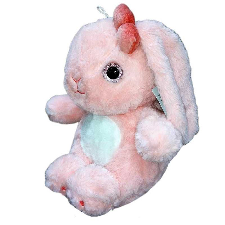 خرگوش صورتی با گوشهای نقاشیشده و پارچه ضد حساسیت، مناسب برای دکور و هدیه تولد