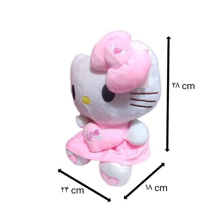 فروش عروسک پولیشی کیتی قلب بدست، ارتفاع ۳۰ سانتیمتر، نرم و لطیف